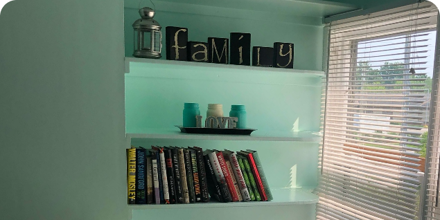 Bookshelf in quiet reflection room
